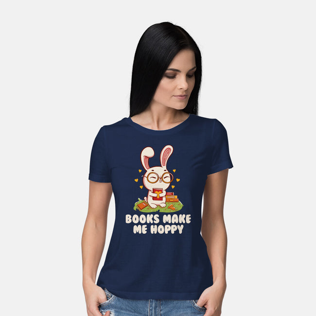 Books Make Me Hoppy-Womens-Basic-Tee-tobefonseca