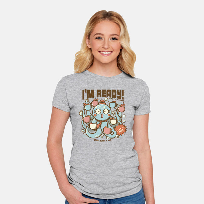 I'm Ready Coffee Octopus-Womens-Fitted-Tee-tobefonseca