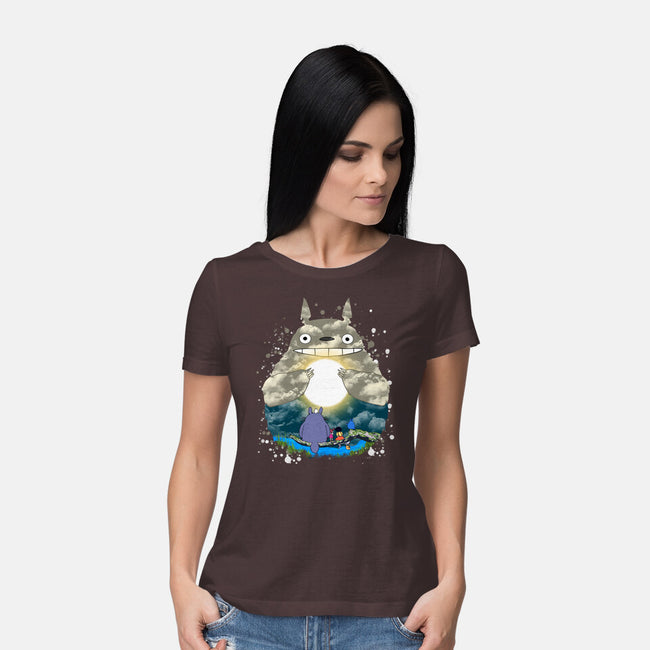 Totoro Moonlight-Womens-Basic-Tee-JamesQJO