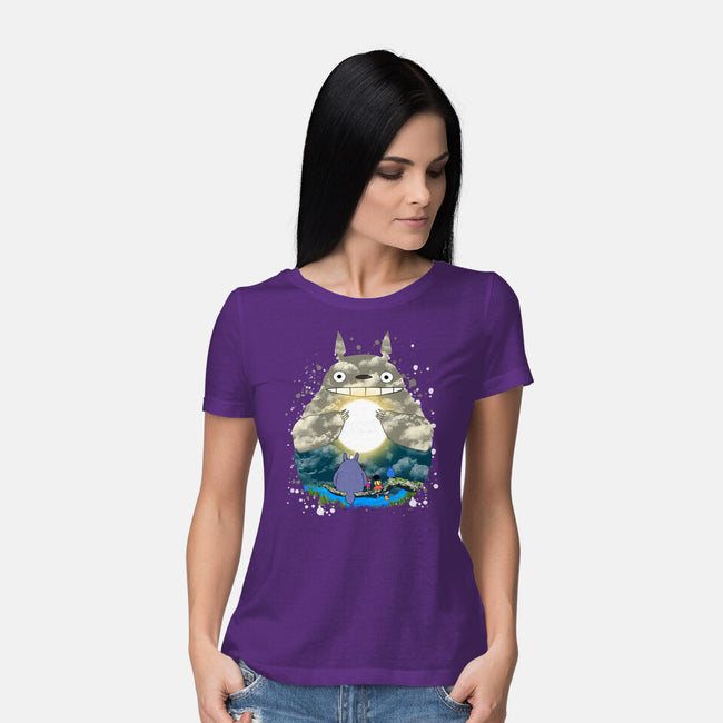 Totoro Moonlight-Womens-Basic-Tee-JamesQJO