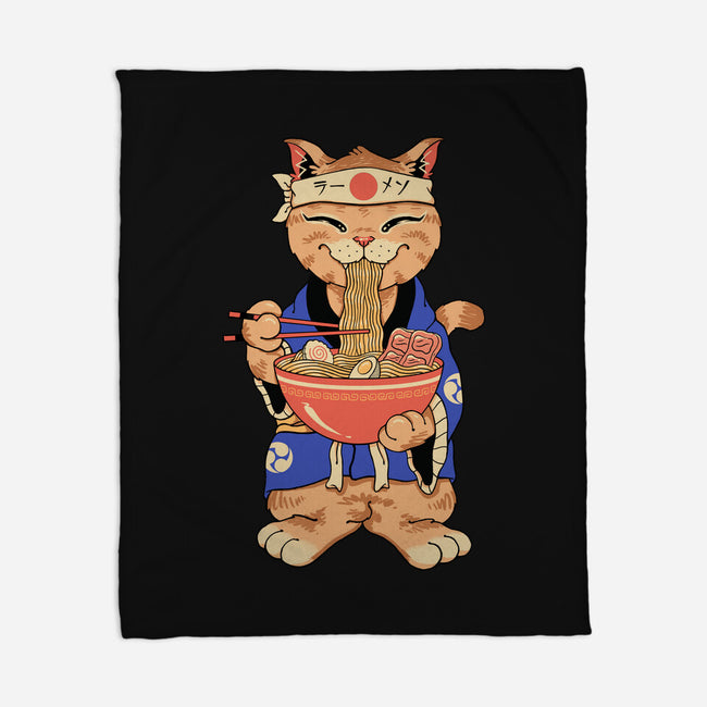 Ramen Meowster Standing-None-Fleece-Blanket-vp021