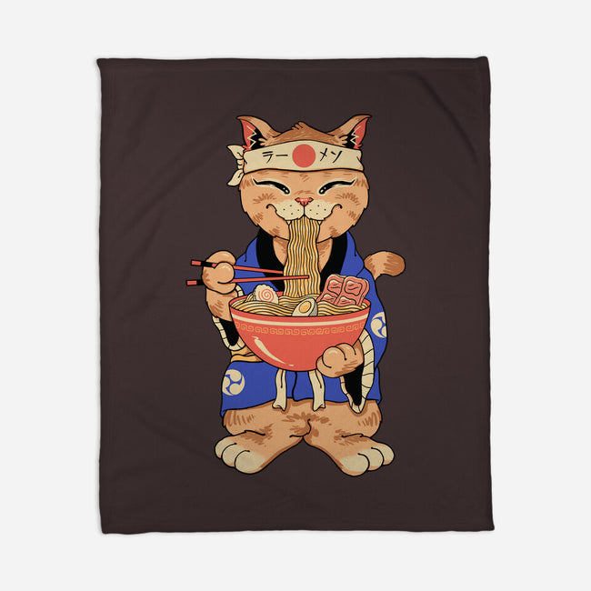 Ramen Meowster Standing-None-Fleece-Blanket-vp021