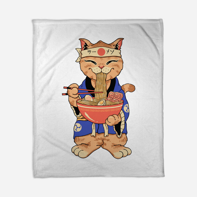 Ramen Meowster Standing-None-Fleece-Blanket-vp021