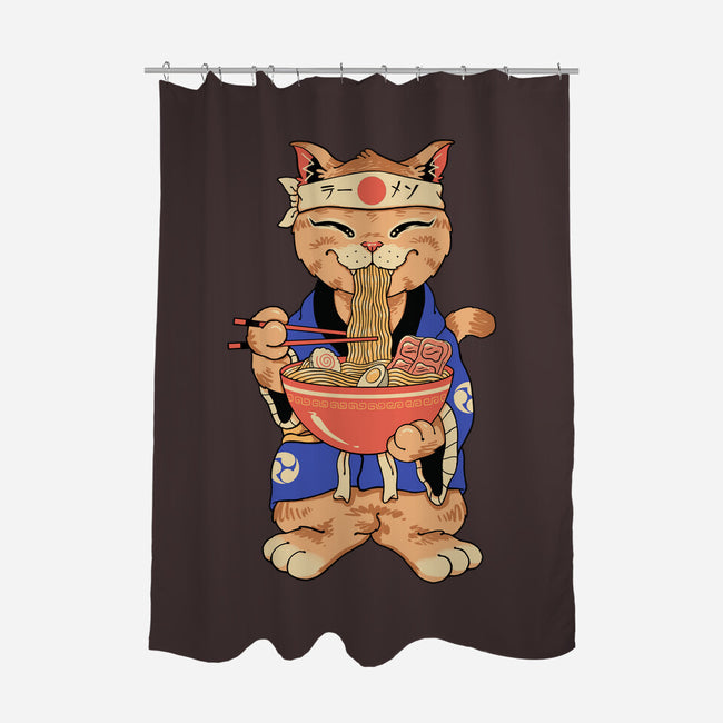 Ramen Meowster Standing-None-Polyester-Shower Curtain-vp021