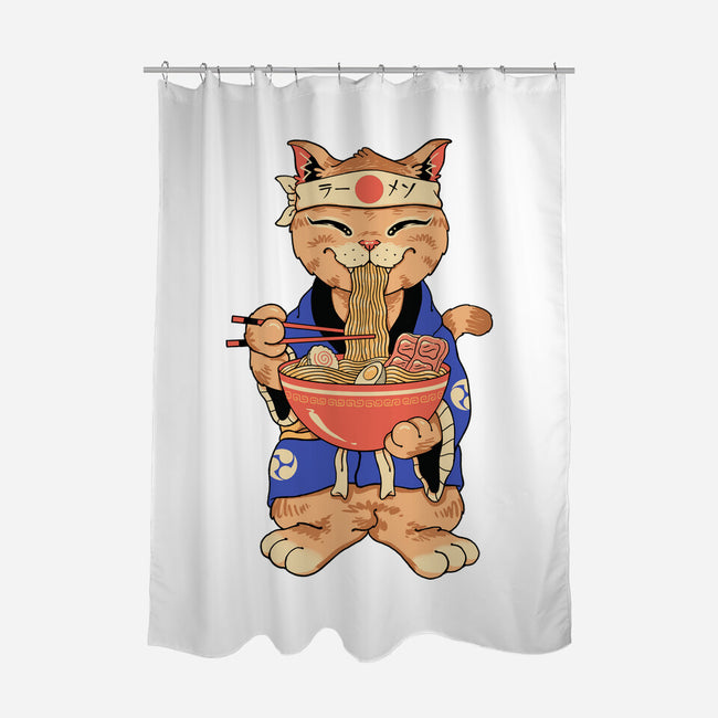 Ramen Meowster Standing-None-Polyester-Shower Curtain-vp021