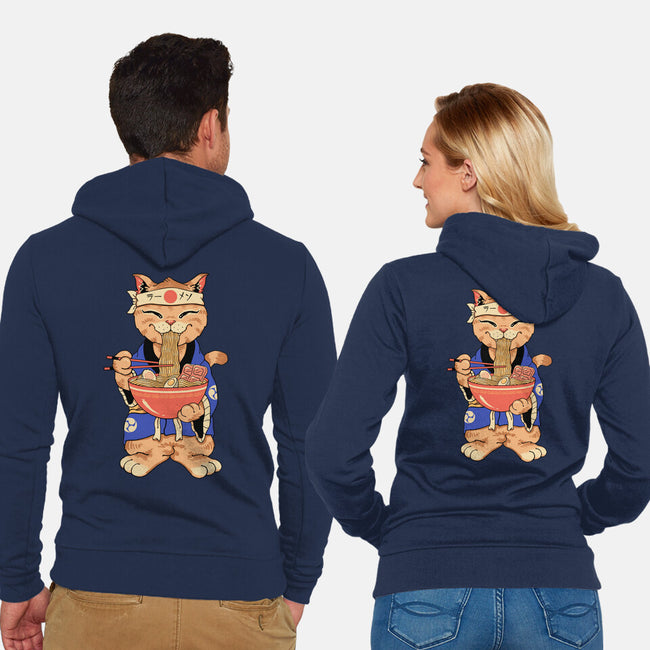 Ramen Meowster Standing-Unisex-Zip-Up-Sweatshirt-vp021