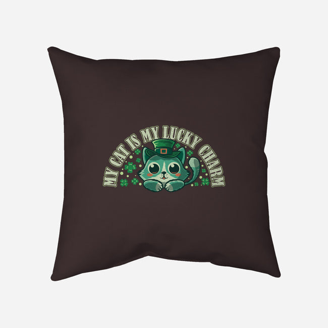 My Cat Is My Lucky Charm-None-Removable Cover-Throw Pillow-erion_designs