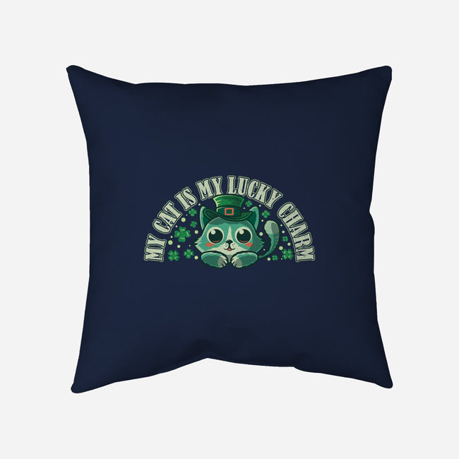 My Cat Is My Lucky Charm-None-Removable Cover-Throw Pillow-erion_designs