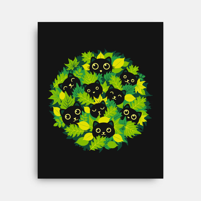 Spring Leaf Kittens-None-Stretched-Canvas-erion_designs