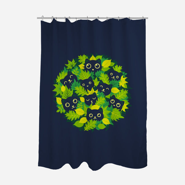 Spring Leaf Kittens-None-Polyester-Shower Curtain-erion_designs