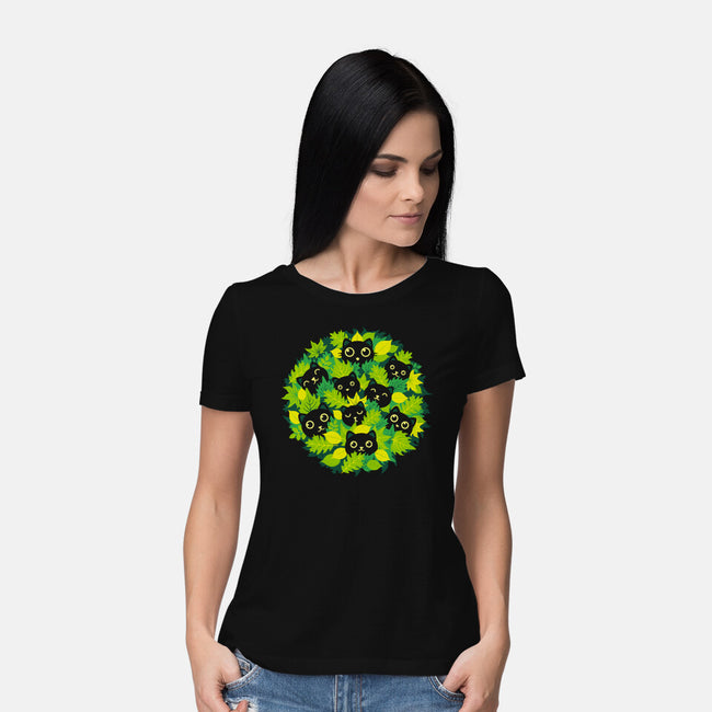 Spring Leaf Kittens-Womens-Basic-Tee-erion_designs