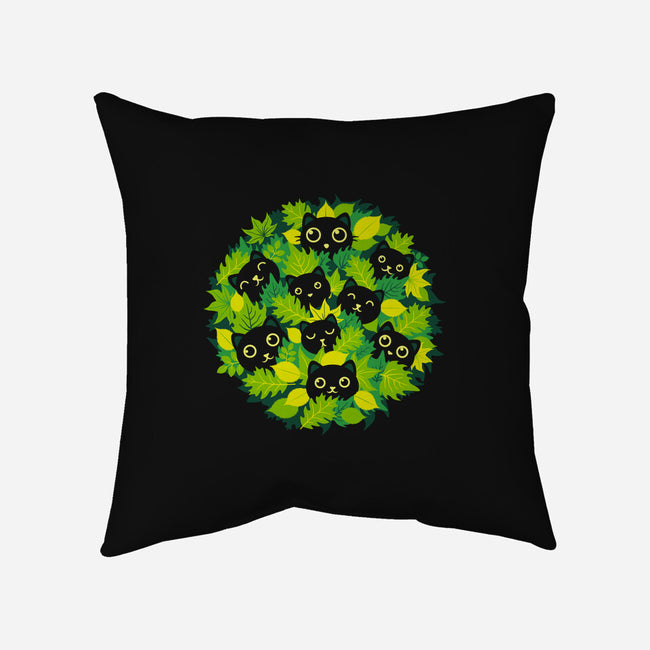 Spring Leaf Kittens-None-Removable Cover-Throw Pillow-erion_designs