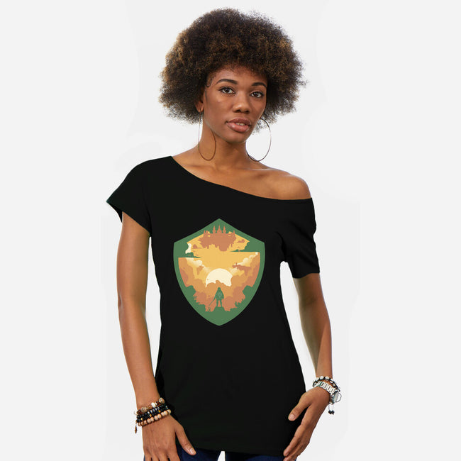 Hylian Shield-Womens-Off Shoulder-Tee-RamenBoy