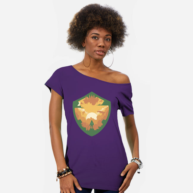 Hylian Shield-Womens-Off Shoulder-Tee-RamenBoy