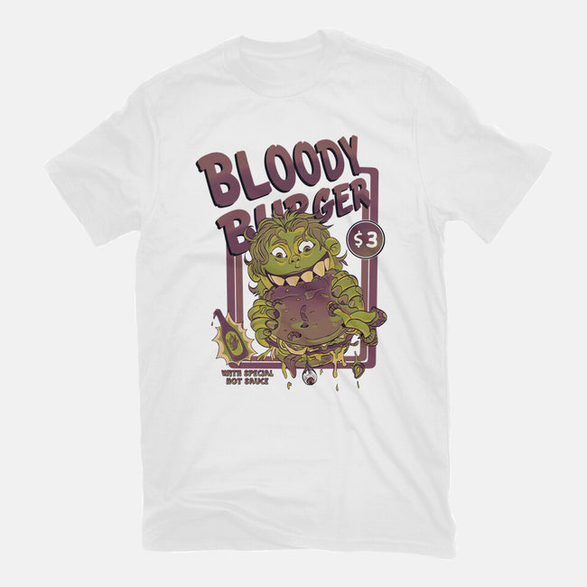 Burger Monster-Unisex-Basic-Tee-MeanMonkey