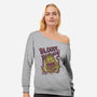 Burger Monster-Womens-Off Shoulder-Sweatshirt-MeanMonkey