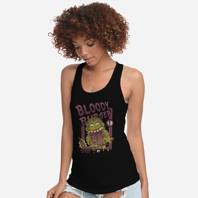 Burger Monster-Womens-Racerback-Tank-MeanMonkey