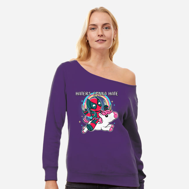 Haters Gonna Hate-Womens-Off Shoulder-Sweatshirt-naomori