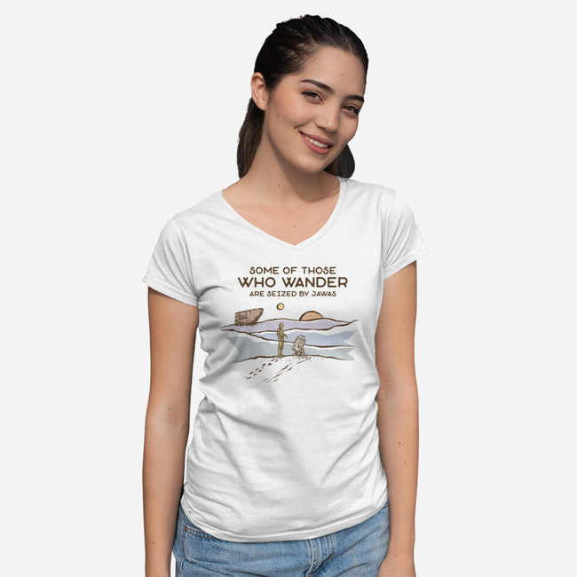 Some Are Seized By Jawas-Womens-V-Neck-Tee-kg07