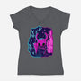 The Hollow Neon Knight-Womens-V-Neck-Tee-nickzzarto