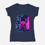 The Hollow Neon Knight-Womens-V-Neck-Tee-nickzzarto