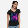 The Hollow Neon Knight-Womens-V-Neck-Tee-nickzzarto