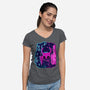 The Hollow Neon Knight-Womens-V-Neck-Tee-nickzzarto