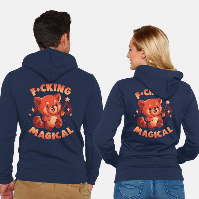 Red Panda Magic-Unisex-Zip-Up-Sweatshirt-eduely