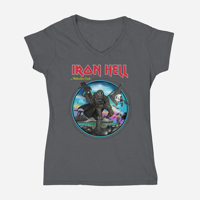 Iron Hell-Womens-V-Neck-Tee-rocketman_art