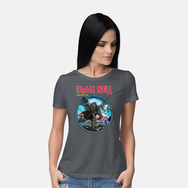 Iron Hell-Womens-Basic-Tee-rocketman_art