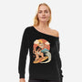 Meowster Surfer-Womens-Off Shoulder-Sweatshirt-vp021