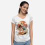 Meowster Surfer-Womens-V-Neck-Tee-vp021