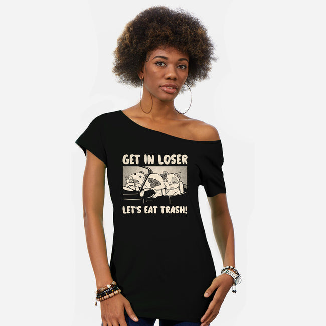 Let's Eat Trash-Womens-Off Shoulder-Tee-tobefonseca