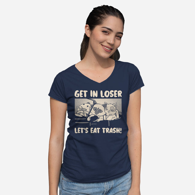 Let's Eat Trash-Womens-V-Neck-Tee-tobefonseca