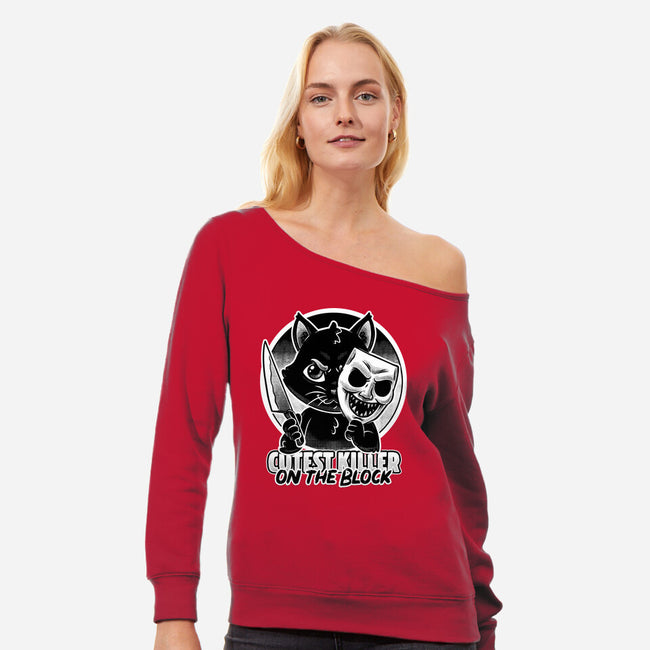 Cute Cat Killer-Womens-Off Shoulder-Sweatshirt-Studio Mootant