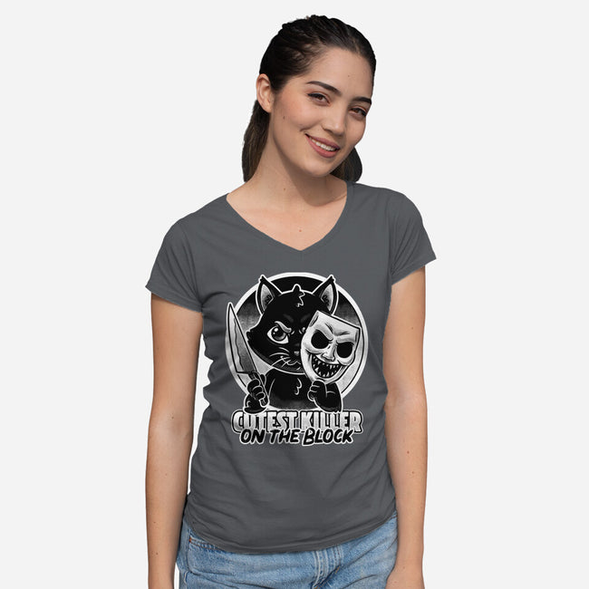 Cute Cat Killer-Womens-V-Neck-Tee-Studio Mootant