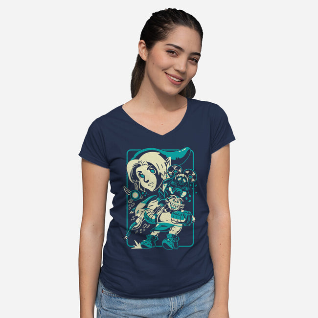 Legendary Shapeshifter-Womens-V-Neck-Tee-Henrique Torres