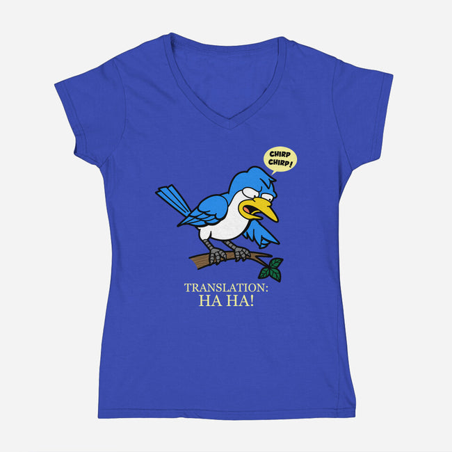 Springfield Mocking Bird-Womens-V-Neck-Tee-Boggs Nicolas