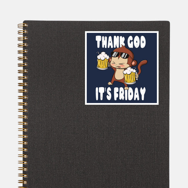 Friday Monkey-None-Glossy-Sticker-fanfabio