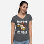 Friday Monkey-Womens-V-Neck-Tee-fanfabio