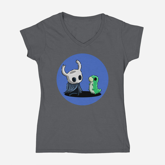 My Worm Friend-Womens-V-Neck-Tee-nickzzarto