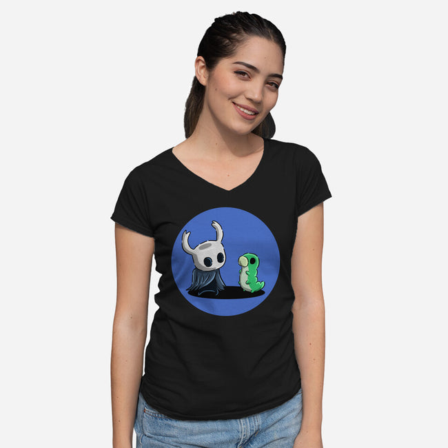 My Worm Friend-Womens-V-Neck-Tee-nickzzarto