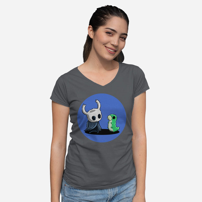 My Worm Friend-Womens-V-Neck-Tee-nickzzarto