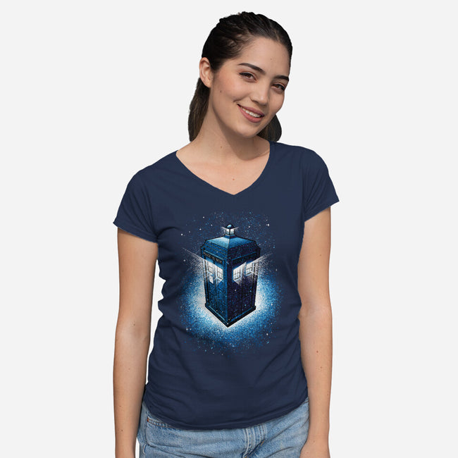 Tardis Splash-Womens-V-Neck-Tee-Tronyx79