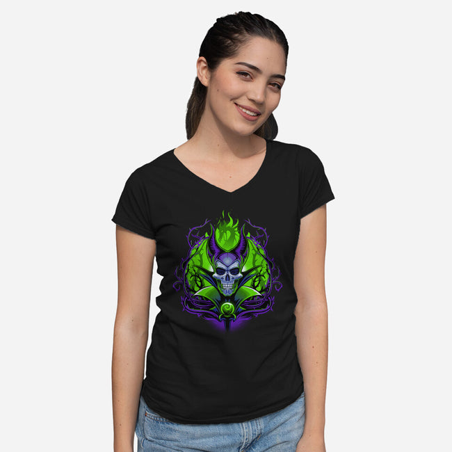 The Witch Skull-Womens-V-Neck-Tee-daobiwan