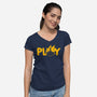 Flaming JoyStick-Womens-V-Neck-Tee-Getsousa!