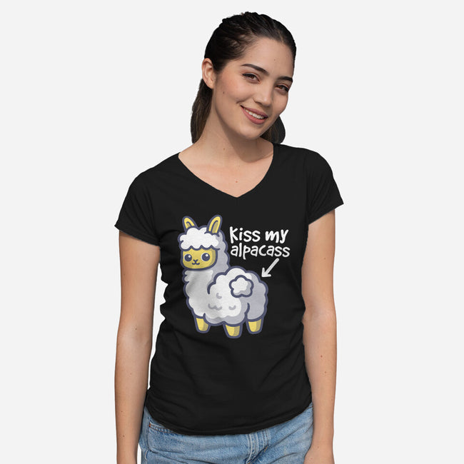 Kiss My Alpacass-Womens-V-Neck-Tee-NemiMakeit