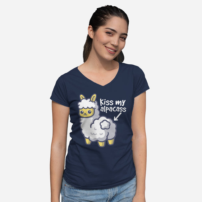 Kiss My Alpacass-Womens-V-Neck-Tee-NemiMakeit