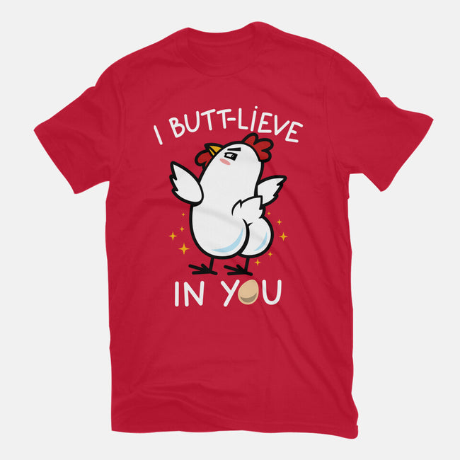 I Butt-lieve In You-Womens-Fitted-Tee-Boggs Nicolas