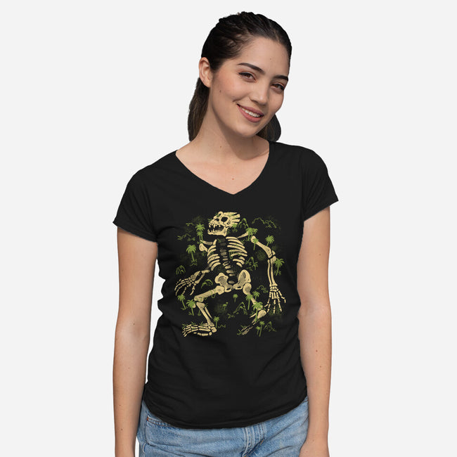 Primate Titan Fossils-Womens-V-Neck-Tee-estudiofitas